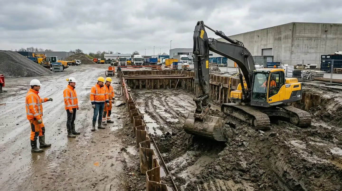Chantier d'excavation pour installation cuve enterrée carburant