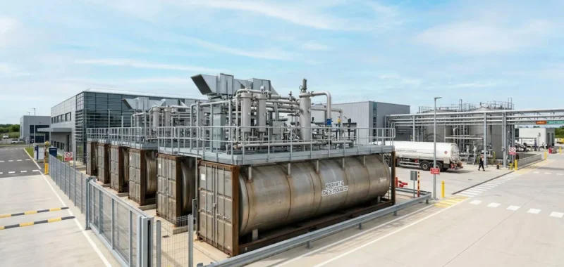 Cuve conteneurisée BLOCALPS en environnement industriel propre avec système de ventilation visible en point haut