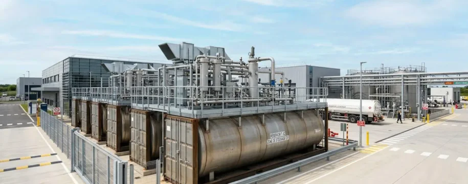 Cuve conteneurisée BLOCALPS en environnement industriel propre avec système de ventilation visible en point haut